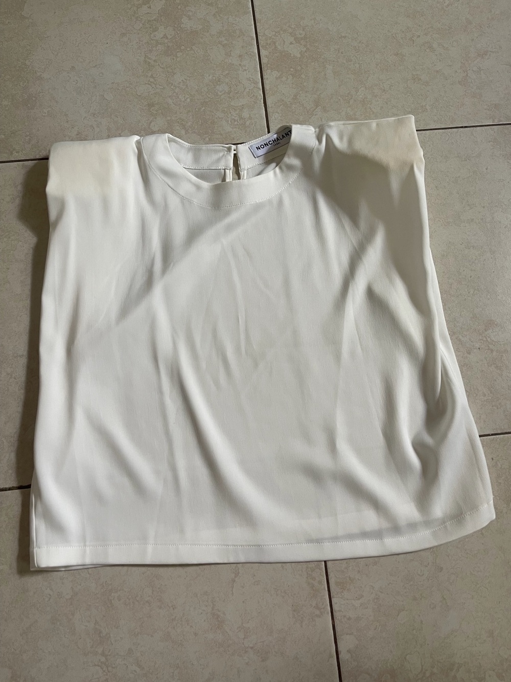 Women's White Cropped Shirt Big Shoulders